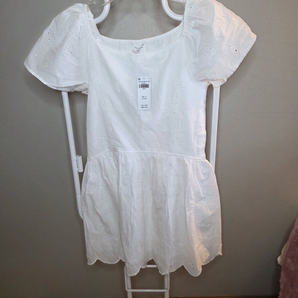 abercrombie kids White Eyelet Puff Sleeve Dress